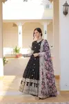 KA 1078 Faux Georgette With Embroidery Zari Sequins Work Gown With Dupatta Wholesale In India  